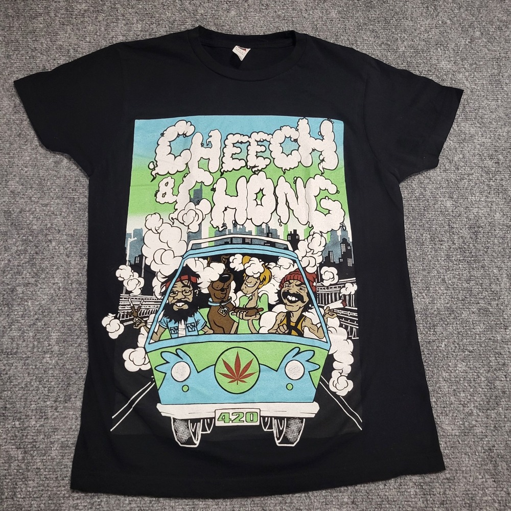 Cheech & Chong Scooby Doo Van Smoke Black Graphic T-Shirt Men's Size Small